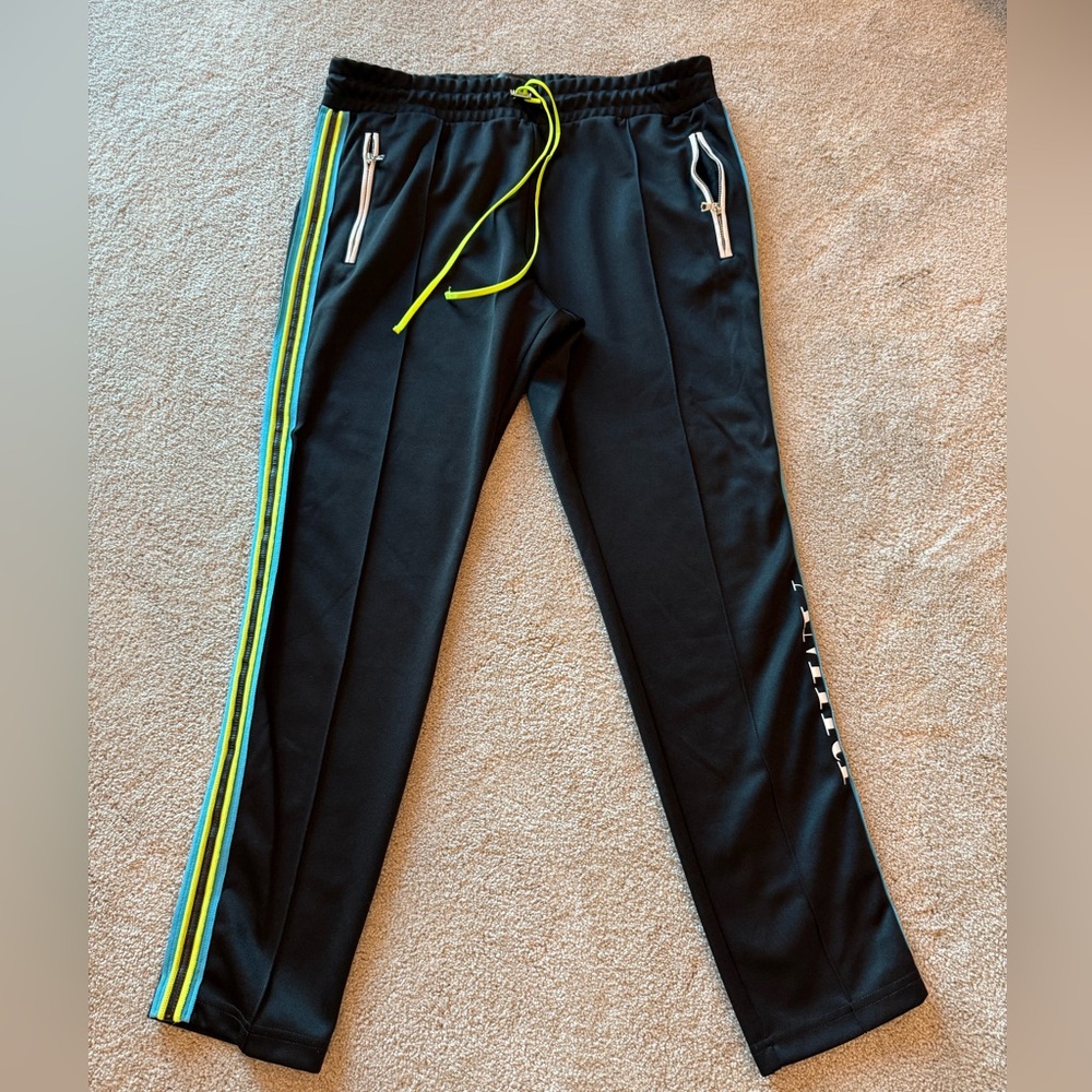 AMIRI Black Joggers with Yellow and Green Stripes